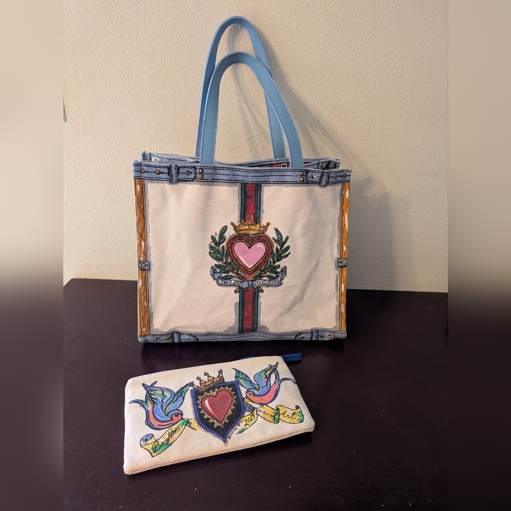 Brighton 2019 "In Love We Trust" Queen Of Love Rare Retired Tote & Pouch 2pc set